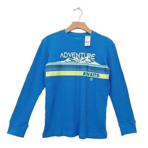 Simply Styled Pullover Top Boys Medium 10/12 Blue Long Sleeve Crew Neck Cotton